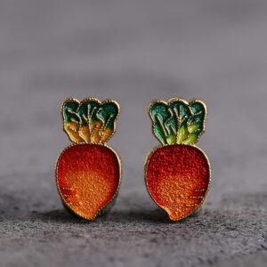 gild sterling silver carrot shape bead, red and green enamel bead, 2 pieces / 5 pieces