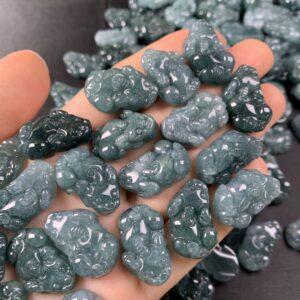 pixiu beast shape genuine natural blue jadeite charm, jade animal charm bead