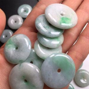 simple rondelle shape genuine natural green texture jadeite bead, jade bead