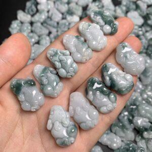 pixiu beast shape genuine natural jadeite charm, jade animal charm bead