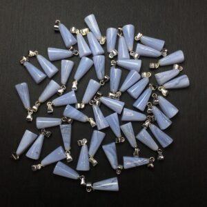 simple cone shape natural blue vein agate charm