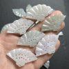 retro fan shape genuine natural jadeite charm, jade charm bead