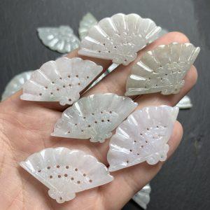 retro fan shape genuine natural jadeite charm, jade charm bead