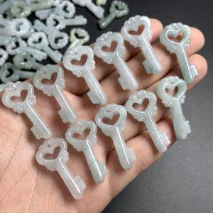 nice key shape genuine natural jadeite charm, jade charm bead