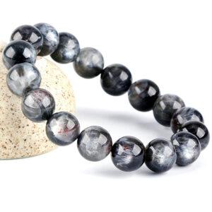 7mm - 12mm round shape 7A natural heliolite black sun stone beaded bracelet