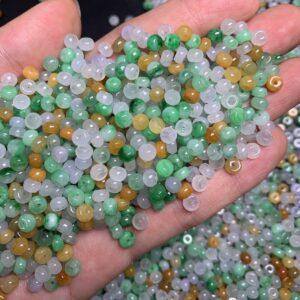 small rondelle shape genuine natural colorful jadeite bead, jade bead
