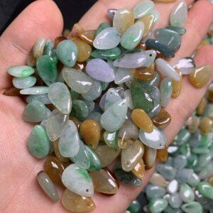 droplet shape genuine natural colorful jadeite charm, jade charm bead