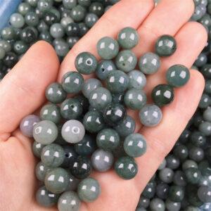 round shape genuine natural oily green jadeite bead, jade bead