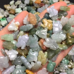 cute rabbit shape genuine natural colorful jadeite charm, jade charm bead