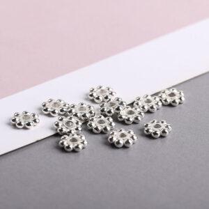 nice snowflake pattern rondelle shape s925 sterling silver bead