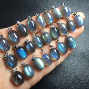nice oval shape natural labradorite bead sterling silver charm