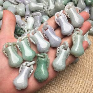 retro vase shape genuine natural jadeite charm, jade charm bead