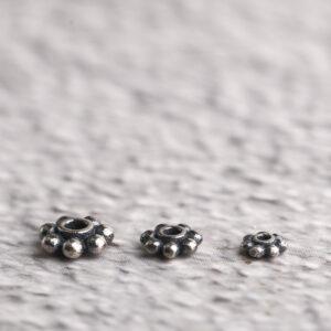 snowflake shape s925 sterling silver bead, oxidized silver flower bead