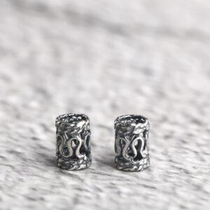 hollow flower pattern tube shape s925 sterling silver bead, oxidized silver bead