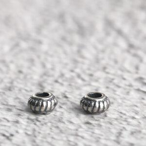 twist texture oval shape s925 sterling silver bead, oxidized silver bead