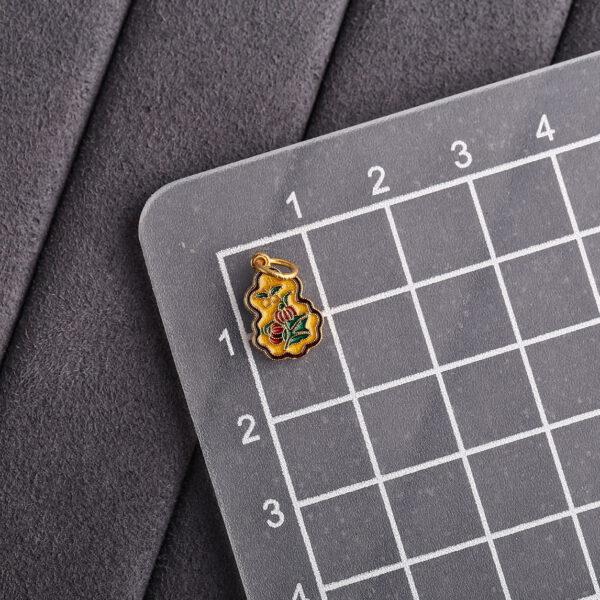 gild sterling silver flower pattern vase shape charm, red and yellow enamel flower bead, 2 pieces / 5 pieces - Image 2