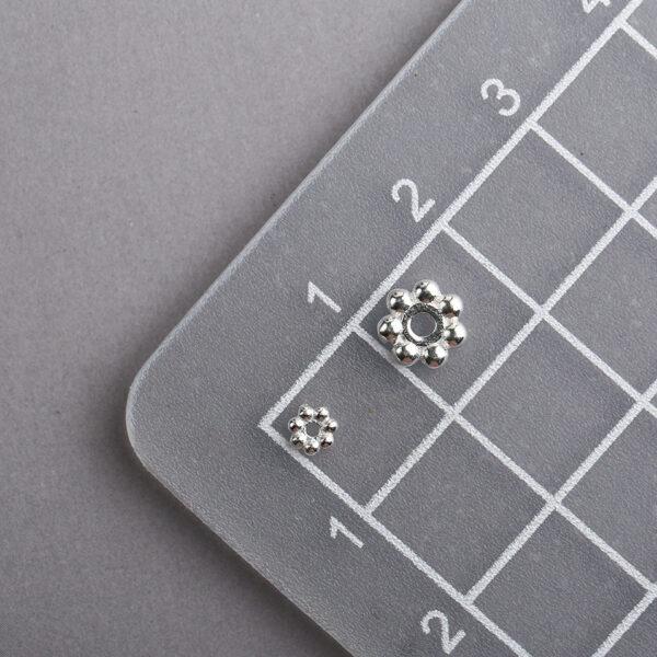 nice snowflake pattern rondelle shape s925 sterling silver bead - Image 2