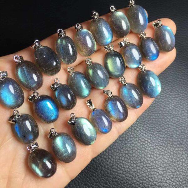 nice oval shape natural labradorite bead sterling silver charm - Image 2