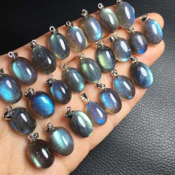 nice oval shape natural labradorite bead sterling silver charm - Image 3