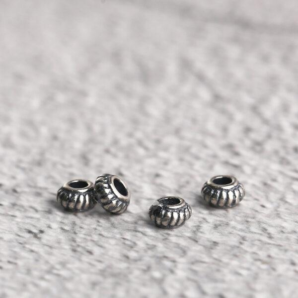 twist texture oval shape s925 sterling silver bead, oxidized silver bead - Image 3