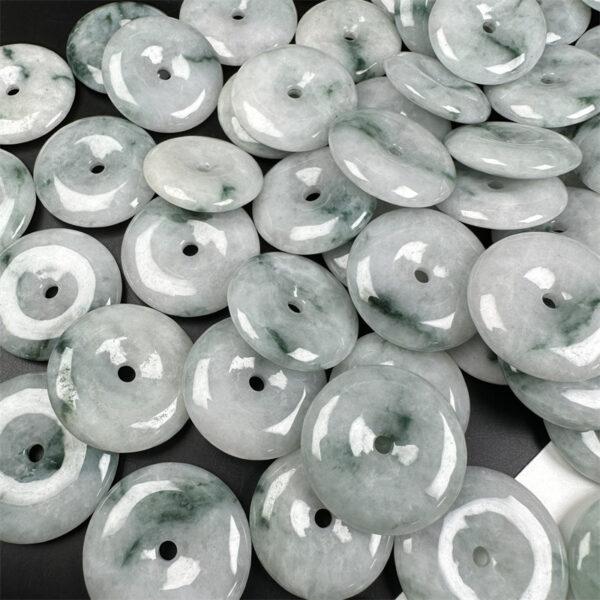 simple rondelle shape genuine natural mixed green texture jadeite bead, jade bead - Image 4
