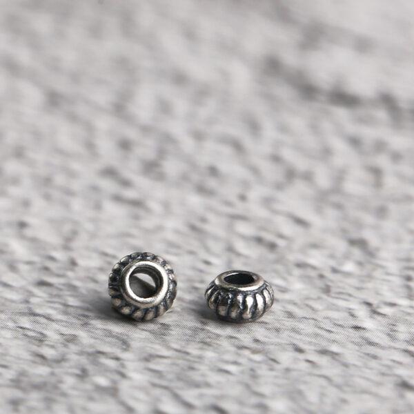 twist texture oval shape s925 sterling silver bead, oxidized silver bead - Image 4