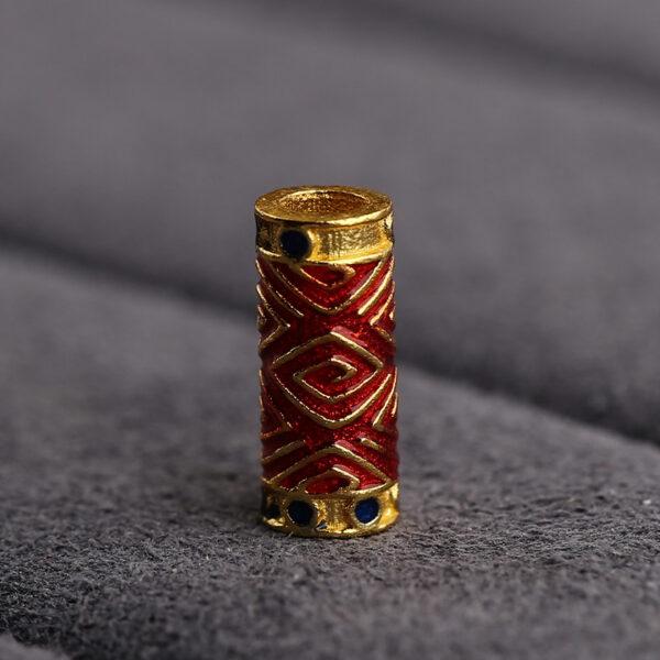 gild sterling silver cylinder bead, enamel bead with line pattern, 2 pieces / 5 pieces - Image 5
