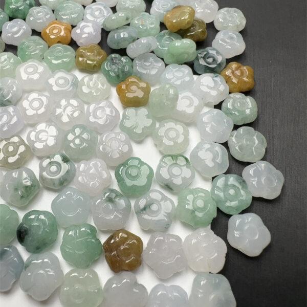 nice oblate flower shape genuine natural icy colorful jadeite bead, jade bead - Image 5