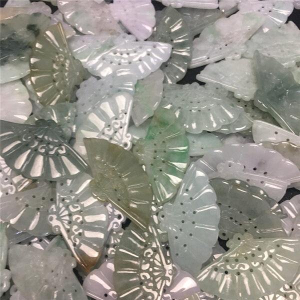 retro fan shape genuine natural jadeite charm, jade charm bead - Image 7