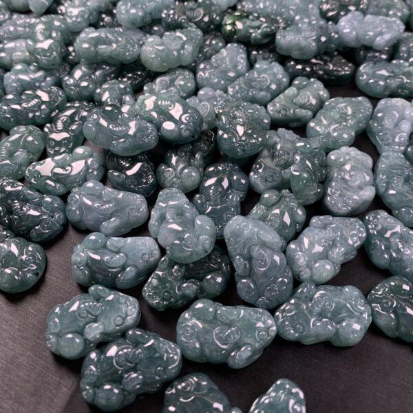 pixiu beast shape genuine natural blue jadeite charm, jade animal charm bead - Image 6