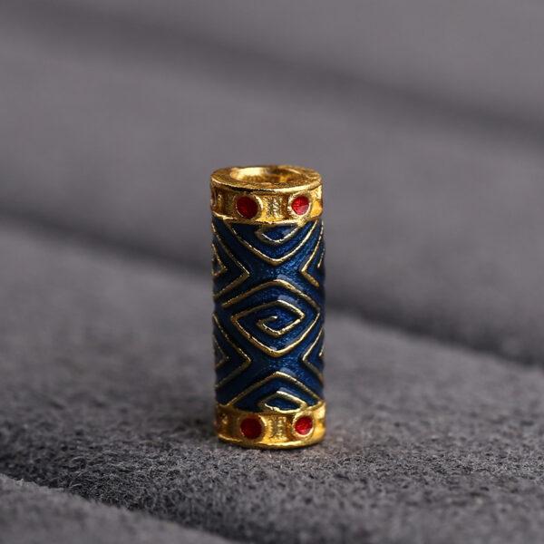 gild sterling silver cylinder bead, enamel bead with line pattern, 2 pieces / 5 pieces - Image 6