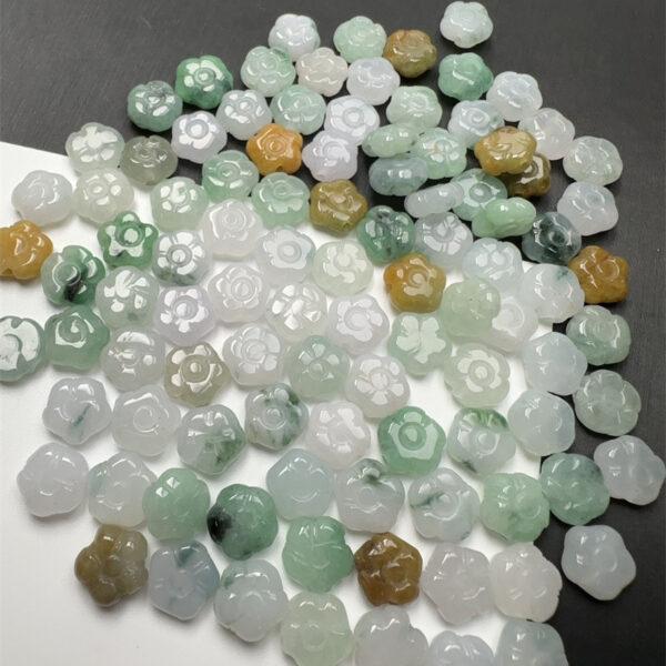 nice oblate flower shape genuine natural icy colorful jadeite bead, jade bead - Image 7