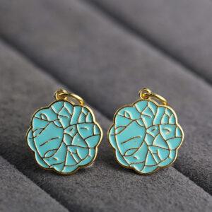 gild sterling silver flower shape charm bead, blue enamel charm