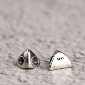 triangle shape s925 sterling silver bead, oxidized silver bead