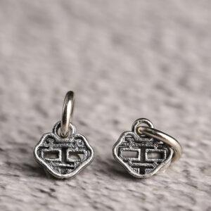 hollow 喜 pattern cloud shape s925 sterling silver charm bead, oxidized silver charm