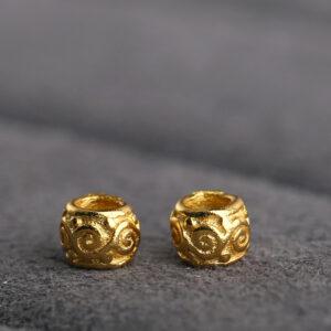 vine pattern roudelle shape s925 sterling silver bead, golden bead