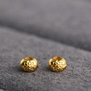 lotus flower pattern rondelle shape s925 sterling silver bead, golden bead