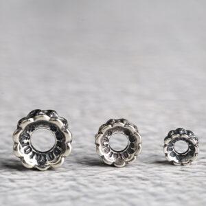 double side flower shape s925 sterling bead caps, oxidized silver bead