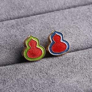 gild sterling silver gourd shape bead, red enamel gourd bead