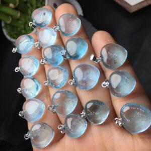 heart shape natural topaz bead sterling silver charm