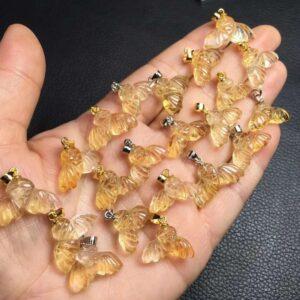 mermaid tail shape natural citrine bead sterling silver charm