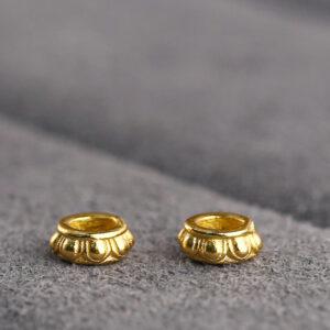 lotus flower pattern rondelle shape gild s925 sterling silver bead, golden rondelle bead