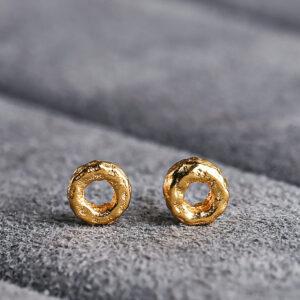 small pits pattern rondelle shape gild s925 sterling silver bead, golden rondelle bead