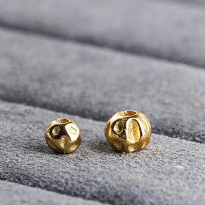 pits pattern round shape gild s925 sterling silver bead, golden round bead