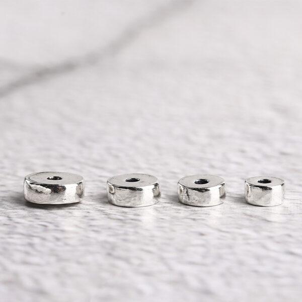 simple gasket shape s925 sterling silver bead, silver round bead