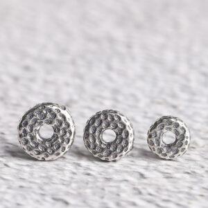 small pits rondelle shape s925 sterling silver bead, silver rondelle bead