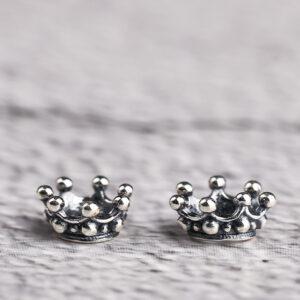 crown shape s925 sterling silver bead caps, oxidized silver crown bead caps