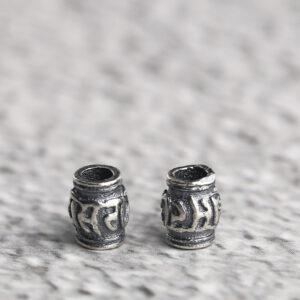 Buddhist six-syllable mantra pattern oval shape s925 sterling silver bead, oxidized silver oval bead