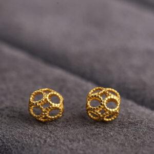 hollow round shape gild s925 sterling silver bead, golden round bead