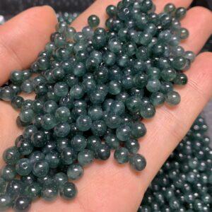 small round shape natural icy blue jadeite bead